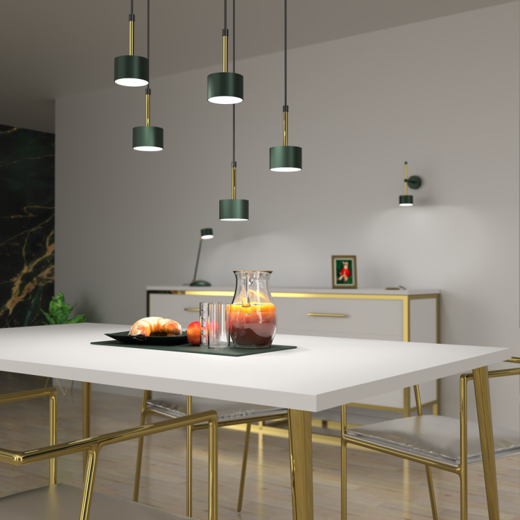 Lampa wisząca ARENA GREEN/GOLD 5xGX53 MLP7769 Milagro