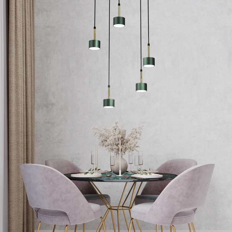 Lampa wisząca ARENA GREEN/GOLD 5xGX53 MLP7769 Milagro