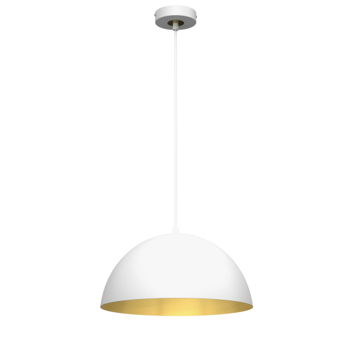 Lampa sufitowa wisząca Industrialna Loft BETA WHITE/GOLD 1xE27 35cm MLP7897 Milagro nowoczesna oprawa oświetleniowa metal żyrandol do Kuchni Jadalni nad stół blat wyspę biały biała złoty złota biało złota zwis Inspiracje Premium