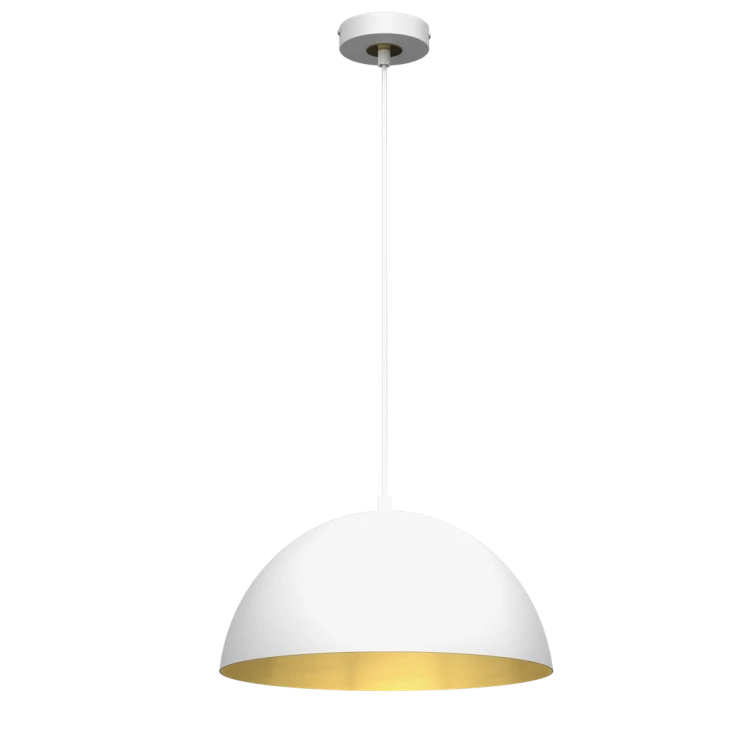 Lampa sufitowa wisząca Industrialna Loft BETA WHITE/GOLD 1xE27 35cm MLP7897 Milagro nowoczesna oprawa oświetleniowa metal żyrandol do Kuchni Jadalni nad stół blat wyspę biały biała złoty złota biało złota zwis Inspiracje Premium