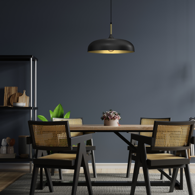Lampa wisząca LINCOLN BLACK/GOLD 1xE27 45cm MLP7898 Milagro