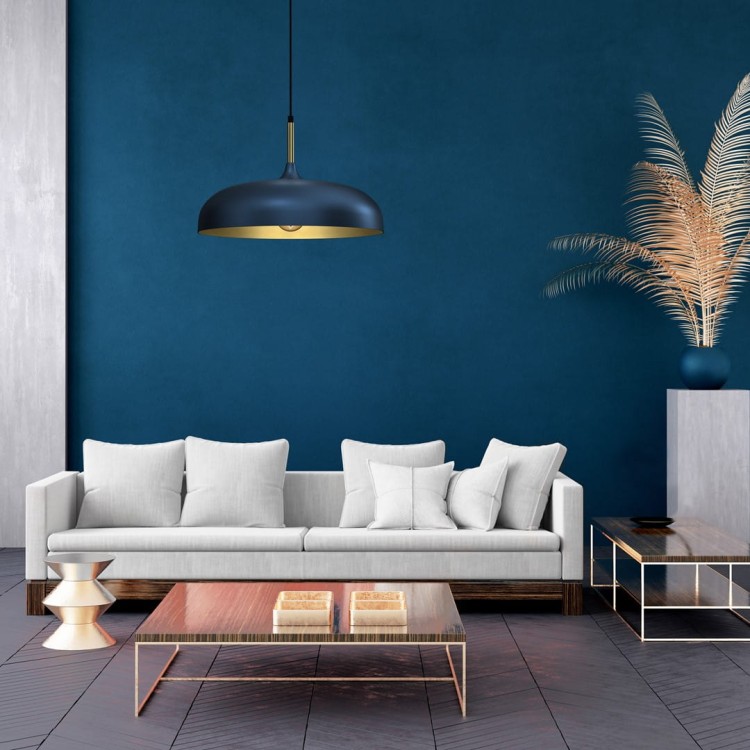 Lampa wisząca LINCOLN BLUE/GOLD 1xE27 45cm MLP7901 Milagro