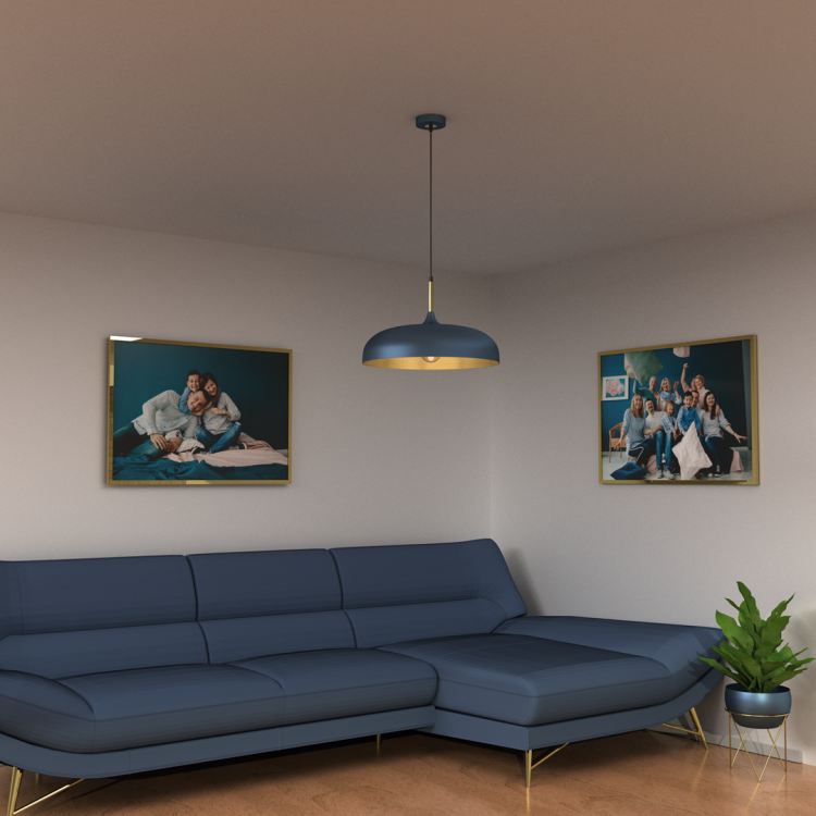 Lampa wisząca LINCOLN BLUE/GOLD 1xE27 45cm MLP7901 Milagro
