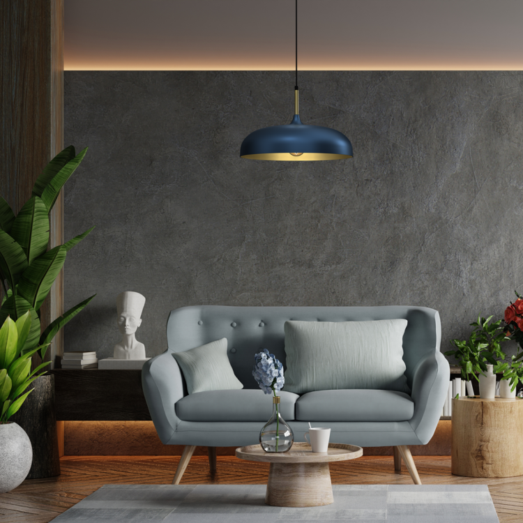 Lampa wisząca LINCOLN BLUE/GOLD 1xE27 45cm MLP7901 Milagro