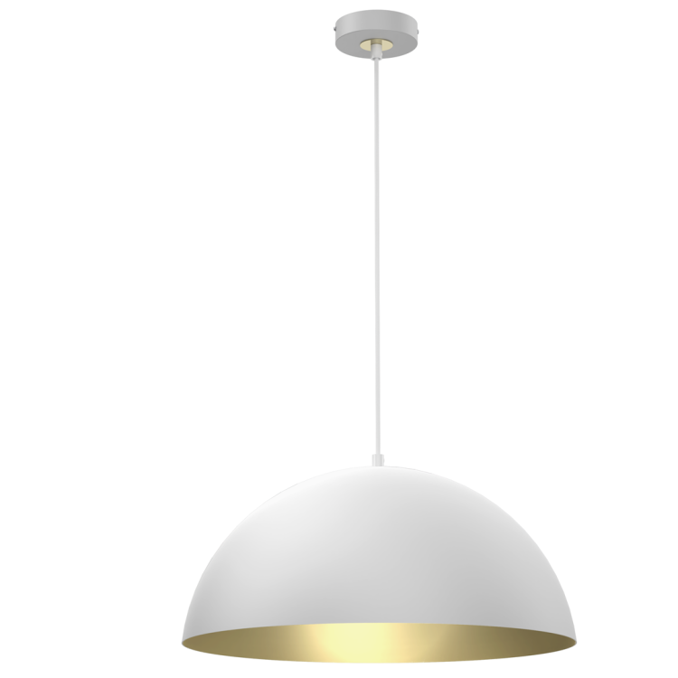 Lampa sufitowa wisząca Industrialna Loft BETA WHITE/GOLD 1xE27 45cm MLP7974 Milagro nowoczesna oprawa oświetleniowa metal żyrandol do Kuchni Jadalni nad stół blat wyspę biały biała złoty złota biało złota zwis Inspiracje Premium