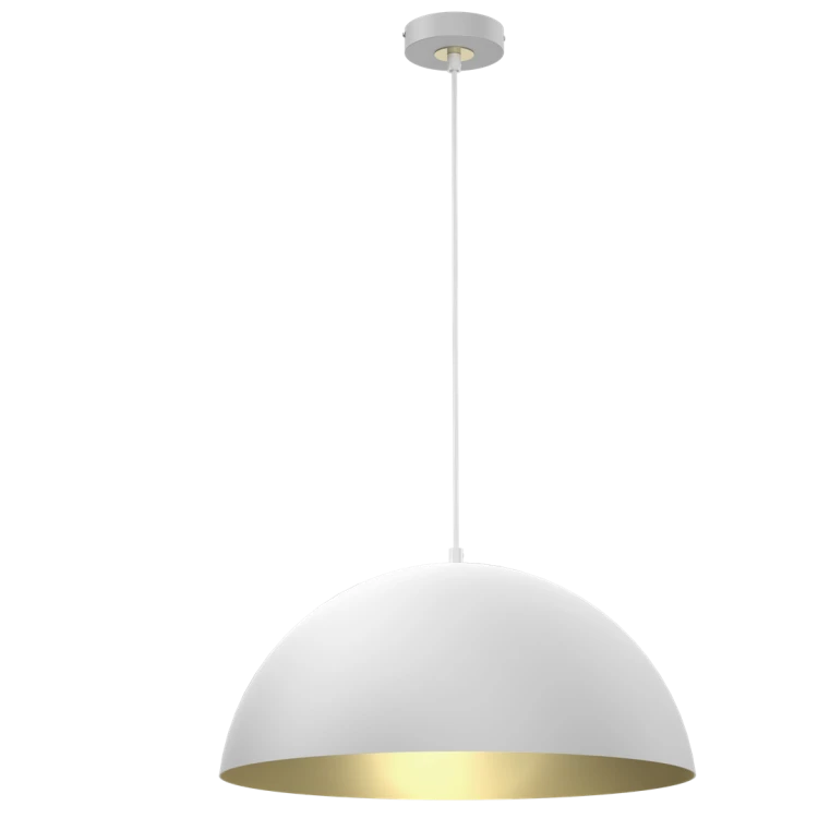 Lampa sufitowa wisząca Industrialna Loft BETA WHITE/GOLD 1xE27 45cm MLP7974 Milagro nowoczesna oprawa oświetleniowa metal żyrandol do Kuchni Jadalni nad stół blat wyspę biały biała złoty złota biało złota zwis Inspiracje Premium