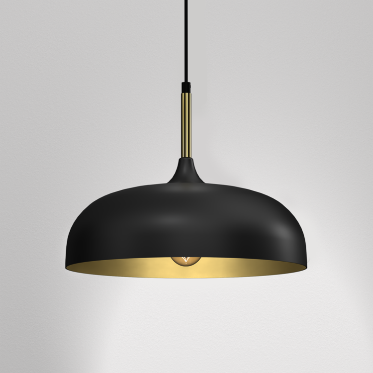 Lampa wisząca LINCOLN BLACK/GOLD 1xE27 35cm MLP8030 Milagro