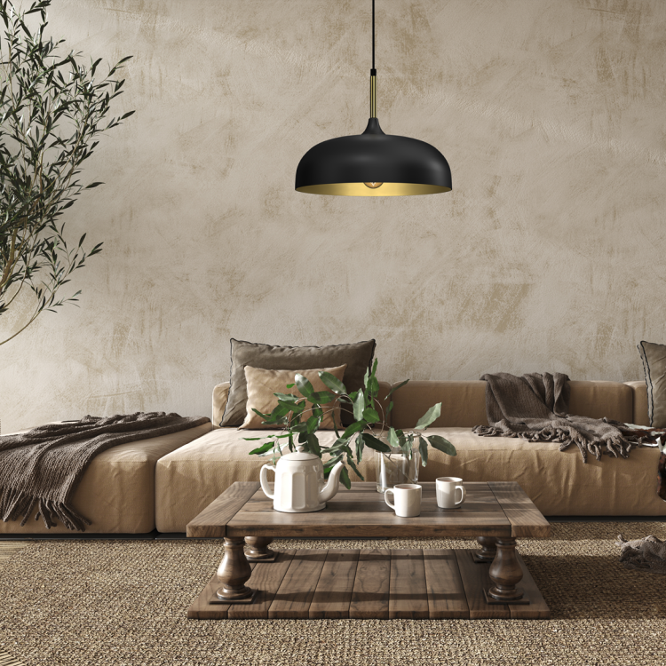 Lampa wisząca LINCOLN BLACK/GOLD 1xE27 35cm MLP8030 Milagro