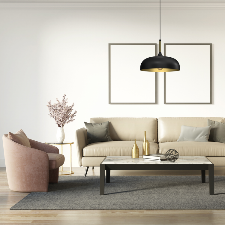 Lampa wisząca LINCOLN BLACK/GOLD 1xE27 35cm MLP8030 Milagro