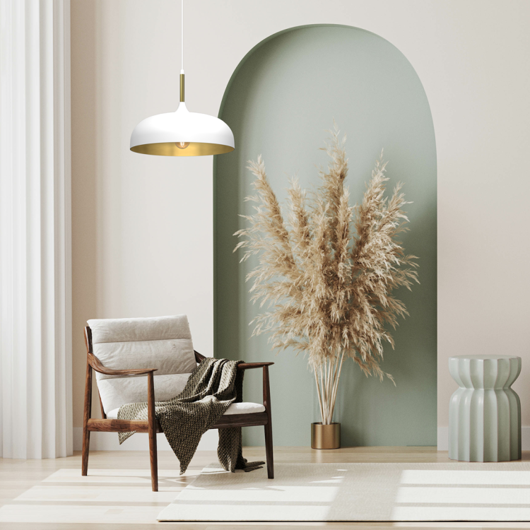 Lampa wisząca LINCOLN WHITE/GOLD 1xE27 35cm MLP8031 Milagro