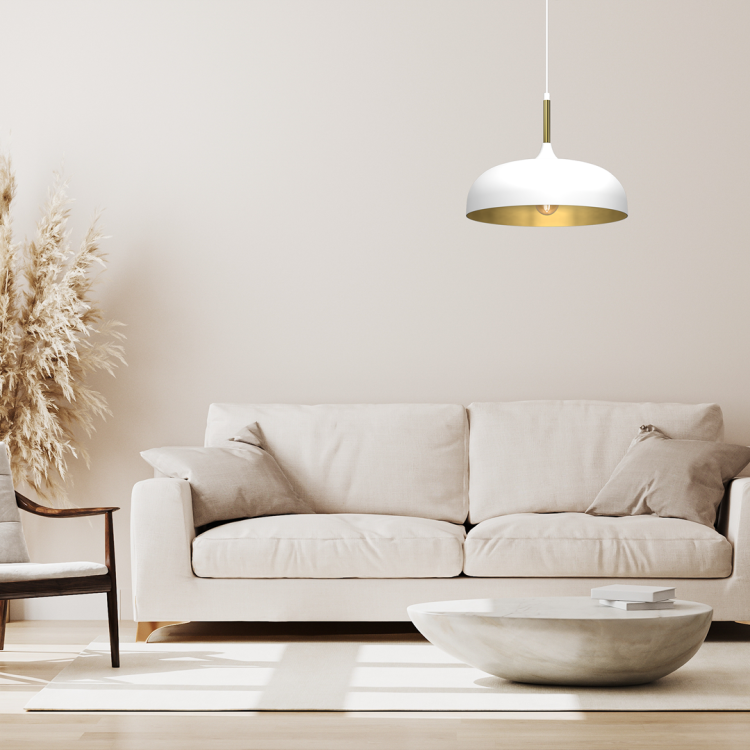 Lampa wisząca LINCOLN WHITE/GOLD 1xE27 35cm MLP8031 Milagro