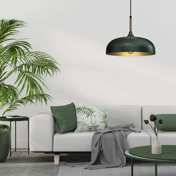 Lampa wisząca LINCOLN GREEN/GOLD 1xE27 35cm MLP8032 Milagro