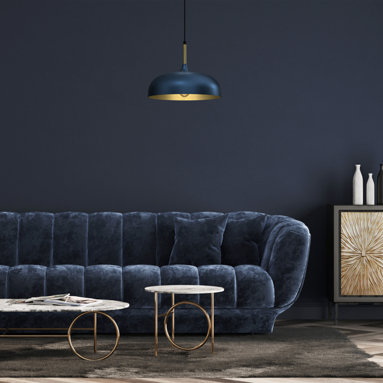 Lampa wisząca LINCOLN BLUE/GOLD 1xE27 35cm MLP8033 Milagro