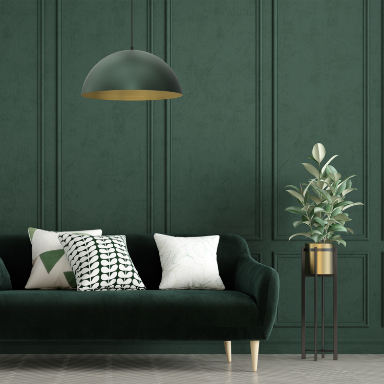 Lampa sufitowa wisząca Industrialna Loft BETA GREEN/GOLD 1xE27 45cm MLP8287 Milagro nowoczesna oprawa oświetleniowa metal żyrandol do Kuchni Jadalni nad stół blat wyspę zielony zielona złoty złota zielono złota zwis Inspiracje Premium