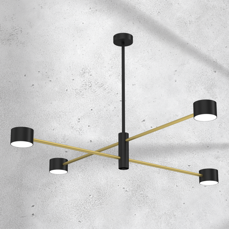 Lampa sufitowa wisząca Industrialna Loft CROSS GOLD 4xGX53 MLP8419 Milagro GX53 x4 nowoczesna oprawa oświetleniowa metalowa nad stół blat wyspę złota złoto czarna Inspiracje Premium