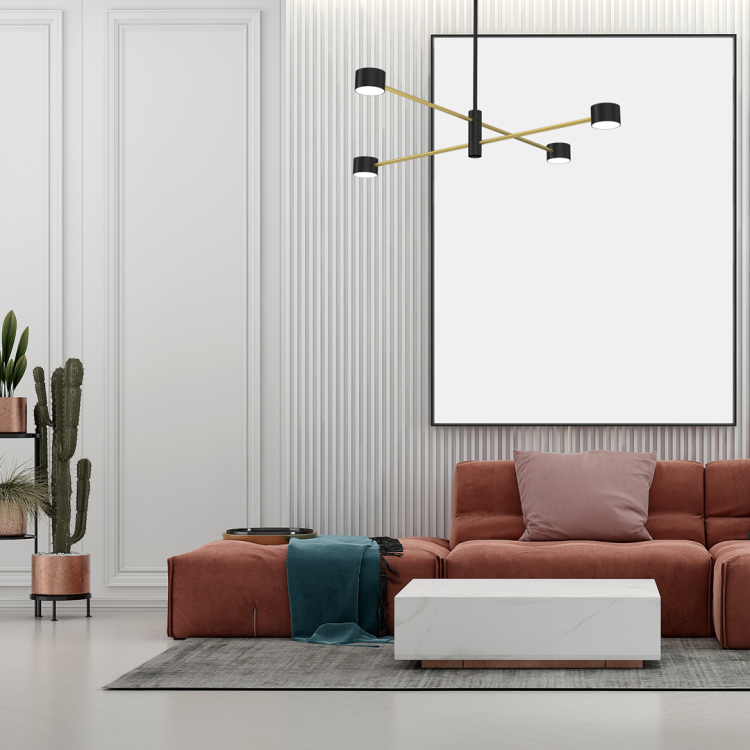 Lampa sufitowa wisząca Industrialna Loft CROSS GOLD 4xGX53 MLP8419 Milagro GX53 x4 nowoczesna oprawa oświetleniowa metalowa nad stół blat wyspę złota złoto czarna Inspiracje Premium