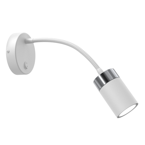 Lampa ścienna Kinkiet z włącznikiem Industrialny JOKER WHITE/CHROME 1xGU10 MLP8533 Milagro GU10 Loft lampka nocna do sypialni flex elastyczna regulowana nowoczesny metalowy biały biała chrom pojedynczy Inspiracje Premium