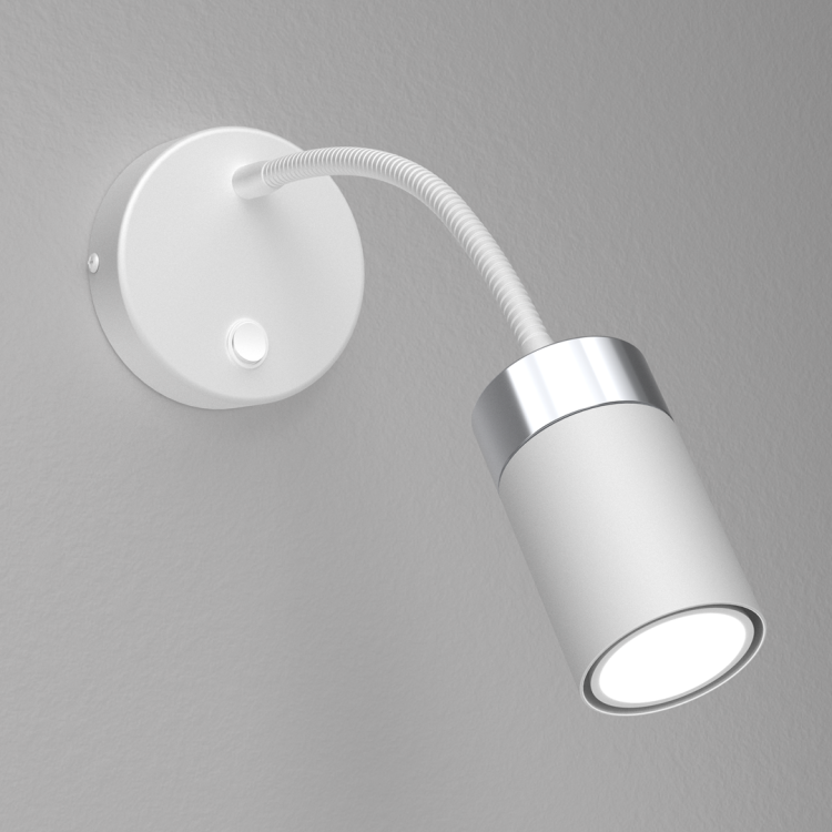 Lampa ścienna Kinkiet z włącznikiem Industrialny JOKER WHITE/CHROME 1xGU10 MLP8533 Milagro GU10 Loft lampka nocna do sypialni flex elastyczna regulowana nowoczesny metalowy biały biała chrom pojedynczy Inspiracje Premium