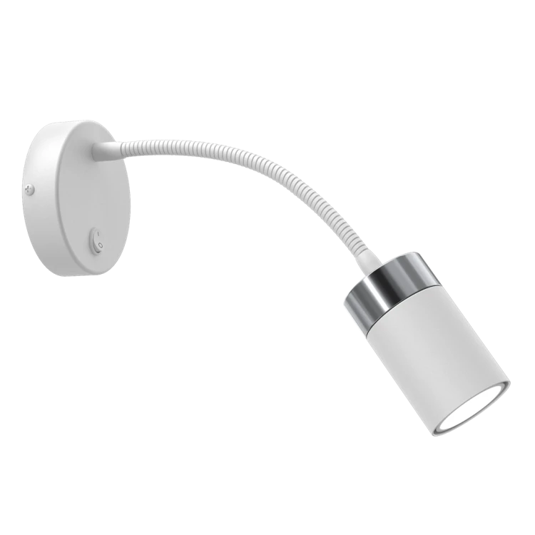 Lampa ścienna Kinkiet z włącznikiem Industrialny JOKER WHITE/CHROME 1xGU10 MLP8533 Milagro GU10 Loft lampka nocna do sypialni flex elastyczna regulowana nowoczesny metalowy biały biała chrom pojedynczy Inspiracje Premium