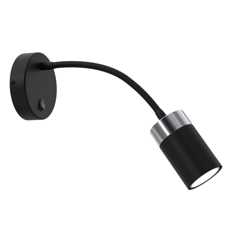 Lampa ścienna Kinkiet z włącznikiem Industrialny JOKER BLACK/CHROME 1xGU10 MLP8534 Milagro GU10 Loft lampka nocna do sypialni flex elastyczna regulowana nowoczesny metalowy czarny czarna chrom pojedynczy Inspiracje Premium