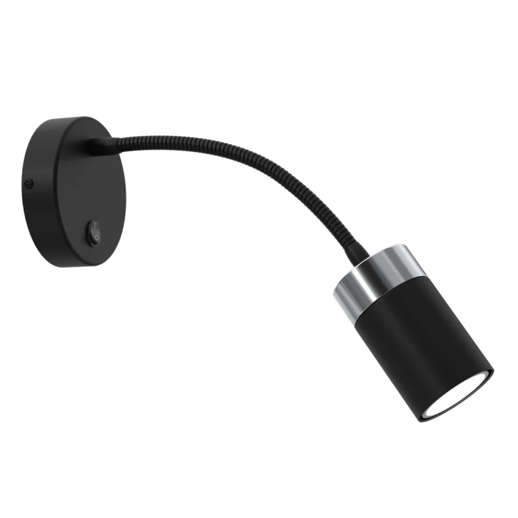Lampa ścienna Kinkiet z włącznikiem Industrialny JOKER BLACK/CHROME 1xGU10 MLP8534 Milagro GU10 Loft lampka nocna do sypialni flex elastyczna regulowana nowoczesny metalowy czarny czarna chrom pojedynczy Inspiracje Premium