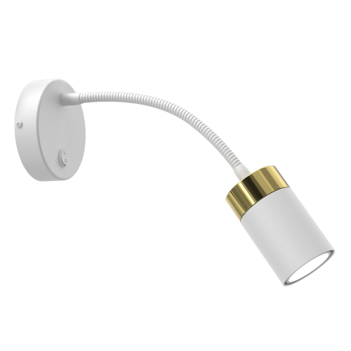 Lampa ścienna Kinkiet z włącznikiem Industrialny JOKER WHITE/GOLD 1xGU10 MLP8535 Milagro GU10 Loft lampka nocna do sypialni flex elastyczna regulowana nowoczesny metalowy biały biała złoty biało złota pojedynczy Inspiracje Premium