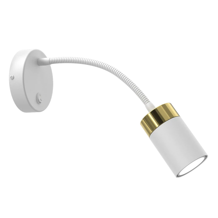 Lampa ścienna Kinkiet z włącznikiem Industrialny JOKER WHITE/GOLD 1xGU10 MLP8535 Milagro GU10 Loft lampka nocna do sypialni flex elastyczna regulowana nowoczesny metalowy biały biała złoty biało złota pojedynczy Inspiracje Premium