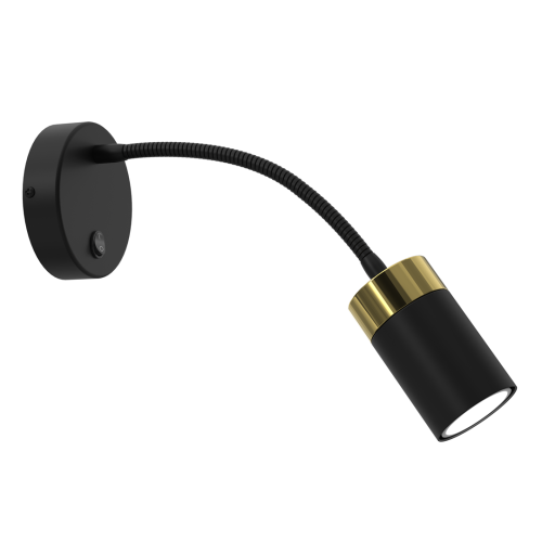 Lampa ścienna Kinkiet z włącznikiem Industrialny JOKER BLACK/GOLD 1xGU10 MLP8536 Milagro GU10 Loft lampka nocna do sypialni flex elastyczna regulowana nowoczesny metalowy czarny czarna złoty czarno złota pojedynczy Inspiracje Premium