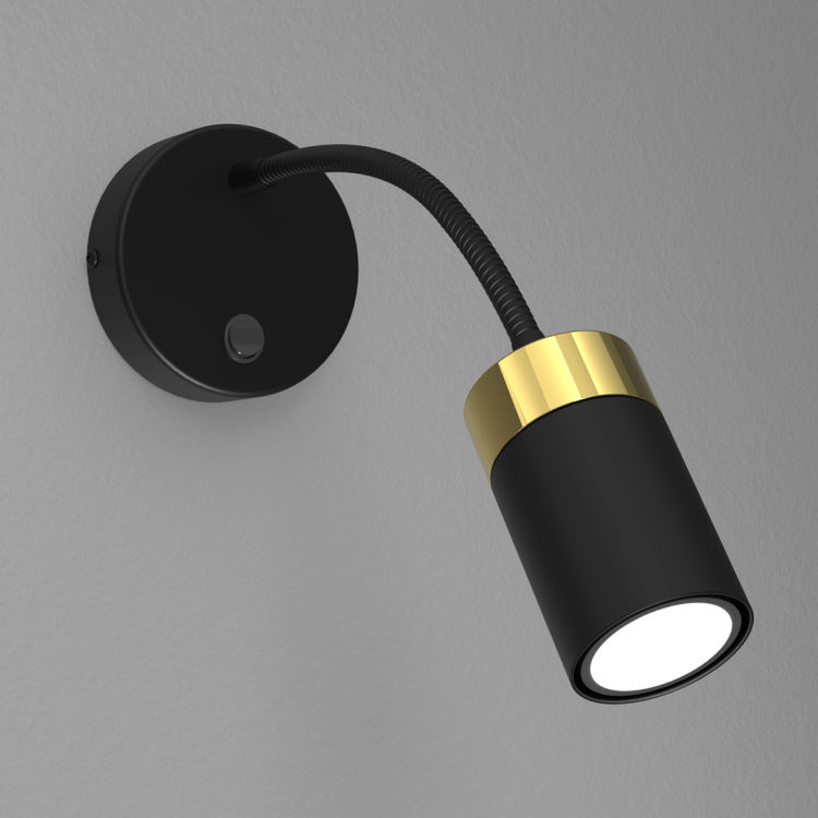 Lampa ścienna Kinkiet z włącznikiem Industrialny JOKER BLACK/GOLD 1xGU10 MLP8536 Milagro GU10 Loft lampka nocna do sypialni flex elastyczna regulowana nowoczesny metalowy czarny czarna złoty czarno złota pojedynczy Inspiracje Premium