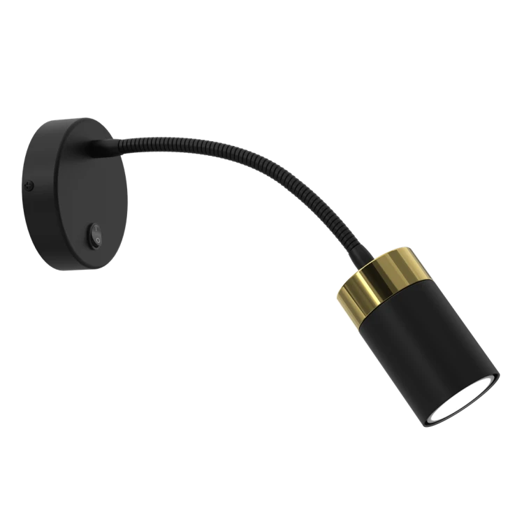 Lampa ścienna Kinkiet z włącznikiem Industrialny JOKER BLACK/GOLD 1xGU10 MLP8536 Milagro GU10 Loft lampka nocna do sypialni flex elastyczna regulowana nowoczesny metalowy czarny czarna złoty czarno złota pojedynczy Inspiracje Premium