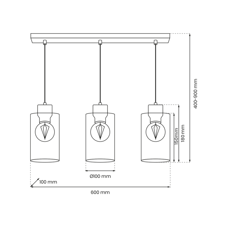 Lampa wisząca MADERA 3xE27 MLP8555 Milagro