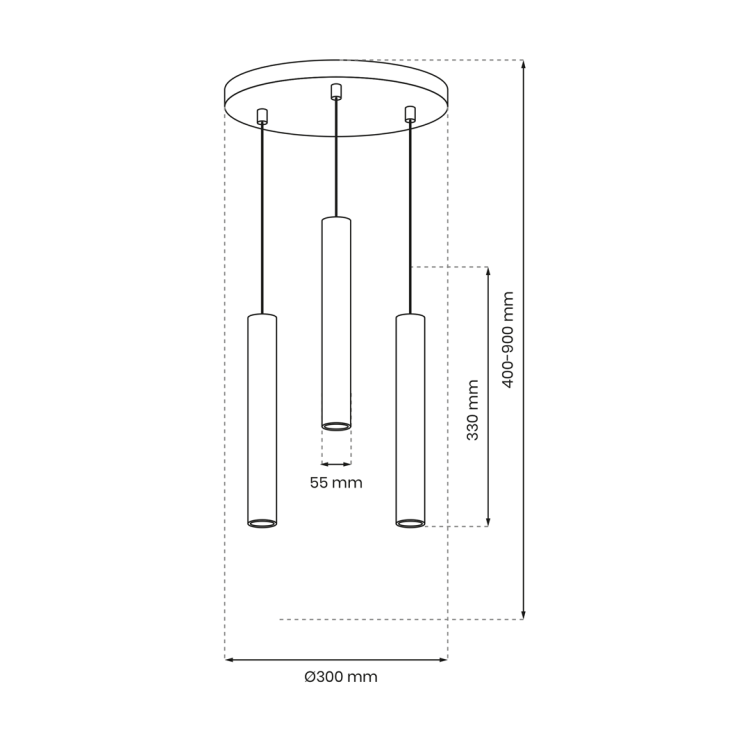 Lampa wisząca HUDSON BLACK 3xGU10 MLP8793 Milagro