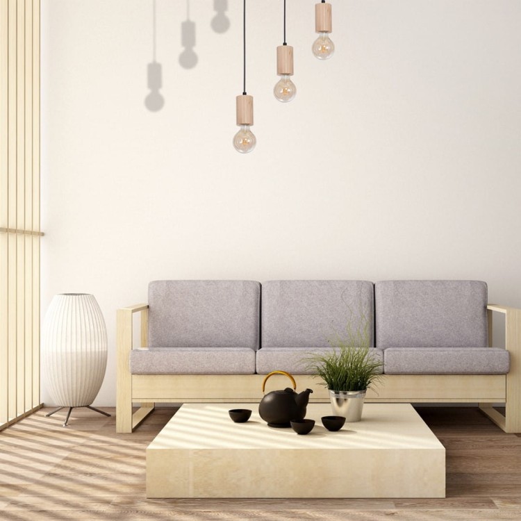 Lampa sufitowa wisząca żyrandol punktowa LINES 3xE27 MLP8826 Milagro 3x E27 Loft nowoczesna oprawa oświetleniowa tuba zwis drewno drewniana Inspiracje Premium