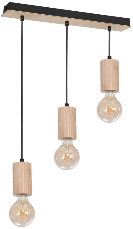 Lampa sufitowa wisząca żyrandol punktowa LINES 3xE27 MLP8826 Milagro 3x E27 Loft nowoczesna oprawa oświetleniowa tuba zwis drewno drewniana Inspiracje Premium