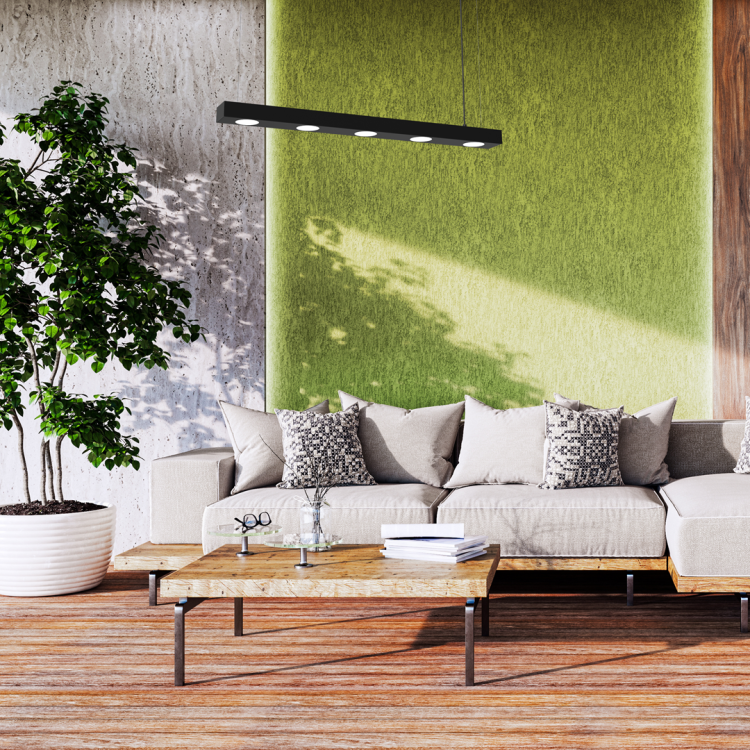 Lampa sufitowa wisząca listwa Industrialna Loft ALEXANDER 5xGX53 MLP8834 Milagro 5x GX53 90cm nowoczesna oprawa oświetleniowa metal czarny czarna zwis Inspiracje Premium