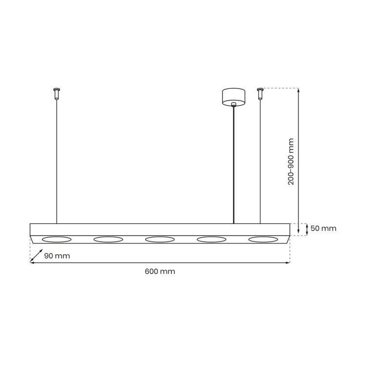 Lampa sufitowa wisząca listwa Industrialna Loft ALEXANDER 5xGX53 MLP8834 Milagro 5x GX53 90cm nowoczesna oprawa oświetleniowa metal czarny czarna zwis Inspiracje Premium