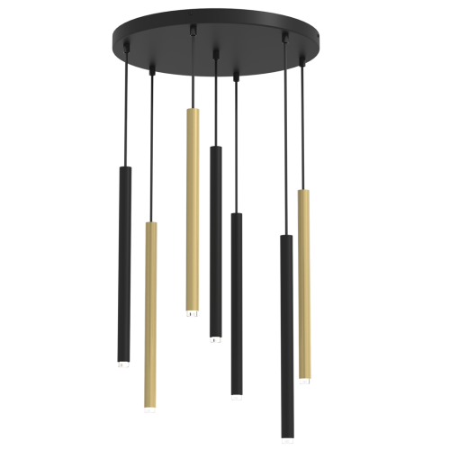 Lampa sufitowa wisząca żyrandol punktowa Industrialna MONZA BRASS 7xG9 max 8W LED MLP8843 Milagro 7x G9 Loft nowoczesna oprawa oświetleniowa tuba zwis czarny czarna złoty czarno złota Inspiracje Premium