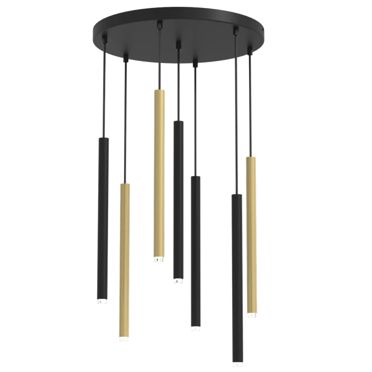Lampa sufitowa wisząca żyrandol punktowa Industrialna MONZA BRASS 7xG9 max 8W LED MLP8843 Milagro 7x G9 Loft nowoczesna oprawa oświetleniowa tuba zwis czarny czarna złoty czarno złota Inspiracje Premium