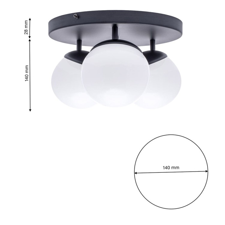 Lampa sufitowa SFERA BLACK 3xE14 MLP8858 Milagro