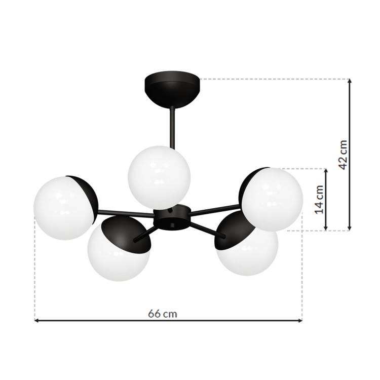 Żyrandol SFERA BLACK 5xE14 MLP8866 Milagro