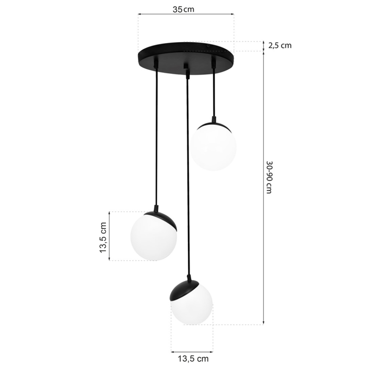 Lampa wisząca SFERA BLACK 3xE14 MLP8868 Milagro