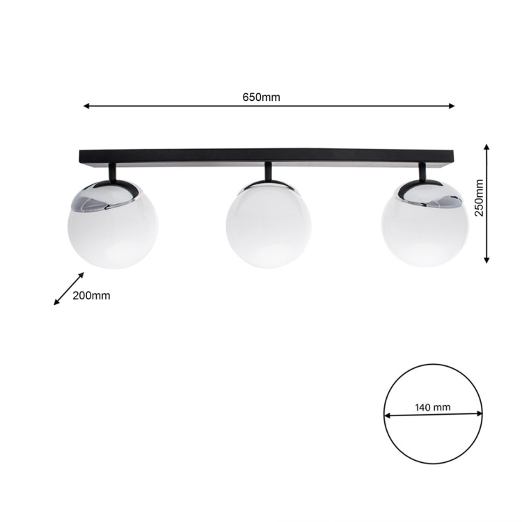 Lampa sufitowa SFERA BLACK/CHROME 3xE14 MLP8873 Milagro