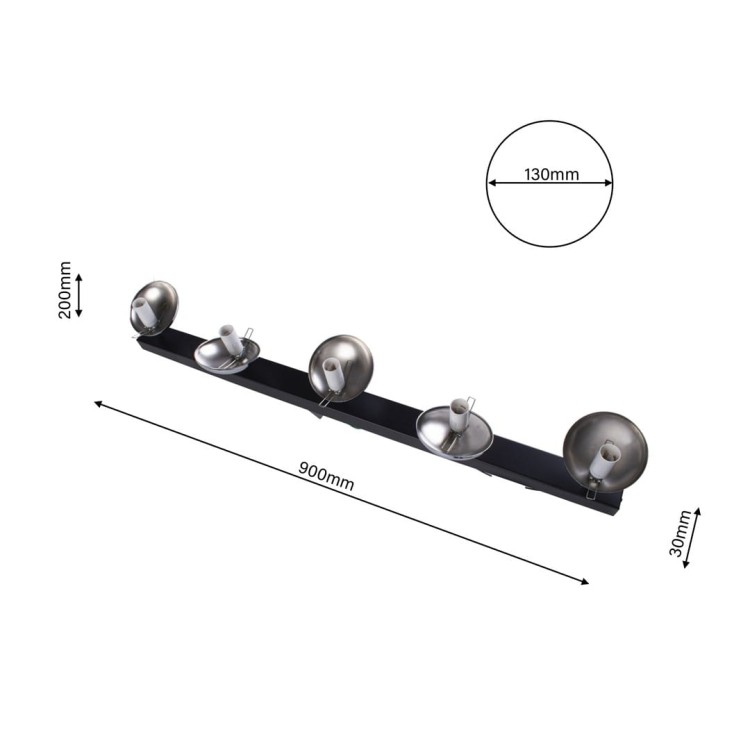 Lampa sufitowa SFERA BLACK/CHROME 5xE14 MLP8875 Milagro