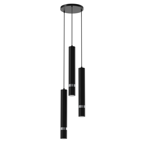 Lampa sufitowa wisząca natynkowa JOKER BLACK/CHROME 3xGU10 MLP8916 Milagro 3x GU10 50-90cm Spot oprawa oświetleniowa nowoczesna Industrialna Loft nawierzchniowa metal zwis czarny czarna chrom Inspiracje Premium