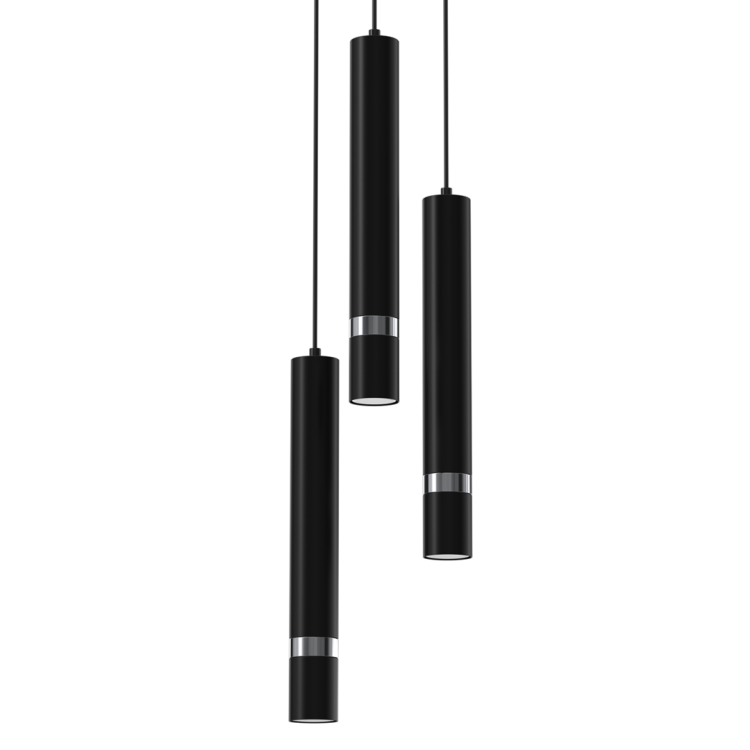 Lampa sufitowa wisząca natynkowa JOKER BLACK/CHROME 3xGU10 MLP8916 Milagro 3x GU10 50-90cm Spot oprawa oświetleniowa nowoczesna Industrialna Loft nawierzchniowa metal zwis czarny czarna chrom Inspiracje Premium