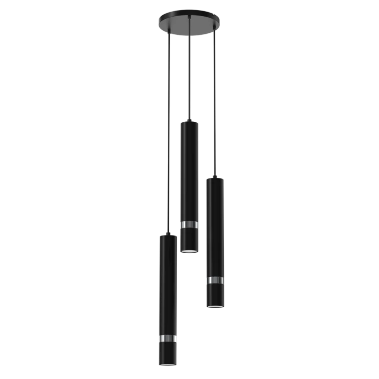 Lampa sufitowa wisząca natynkowa JOKER BLACK/CHROME 3xGU10 MLP8916 Milagro 3x GU10 50-90cm Spot oprawa oświetleniowa nowoczesna Industrialna Loft nawierzchniowa metal zwis czarny czarna chrom Inspiracje Premium