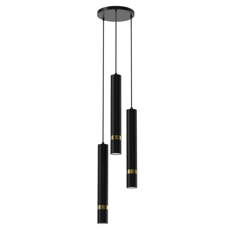Lampa sufitowa wisząca natynkowa JOKER BLACK/GOLD 3xGU10 MLP8918 Milagro 3x GU10 50-90cm Spot oprawa oświetleniowa nowoczesna Industrialna Loft nawierzchniowa metal zwis czarny czarna złoty czarno złota Inspiracje Premium