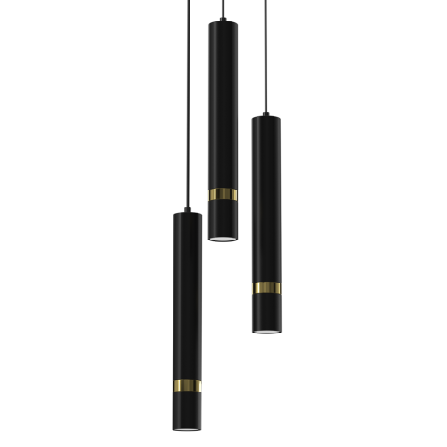 Lampa sufitowa wisząca natynkowa JOKER BLACK/GOLD 3xGU10 MLP8918 Milagro 3x GU10 50-90cm Spot oprawa oświetleniowa nowoczesna Industrialna Loft nawierzchniowa metal zwis czarny czarna złoty czarno złota Inspiracje Premium