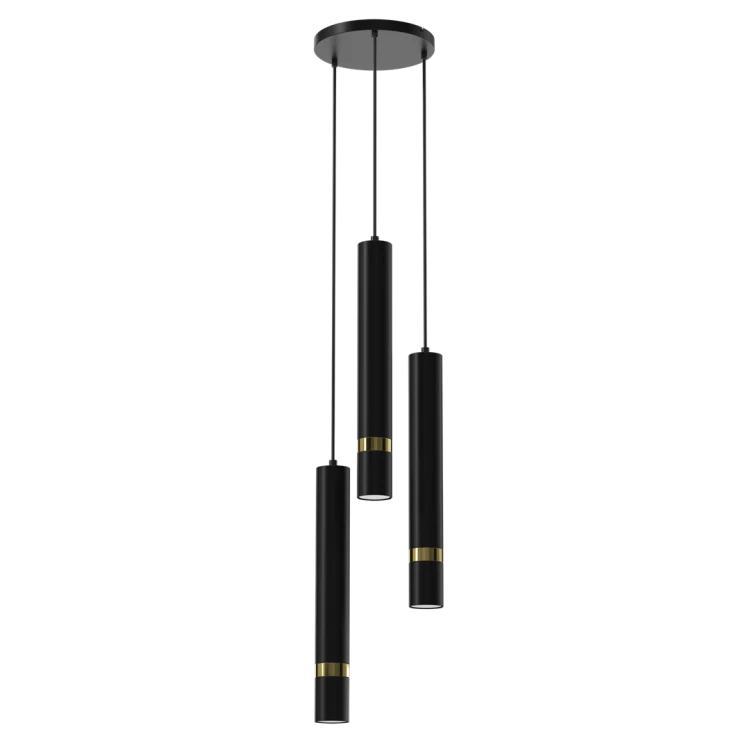 Lampa sufitowa wisząca natynkowa JOKER BLACK/GOLD 3xGU10 MLP8918 Milagro 3x GU10 50-90cm Spot oprawa oświetleniowa nowoczesna Industrialna Loft nawierzchniowa metal zwis czarny czarna złoty czarno złota Inspiracje Premium