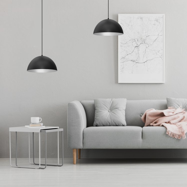 Lampa sufitowa wisząca Industrialna Loft BETA BLACK/WHITE 1xE27 35cm MLP8954 Milagro nowoczesna oprawa oświetleniowa metal żyrandol do Kuchni Jadalni nad stół blat wyspę czarny czarna biały biała czarno biała zwis Inspiracje Premium